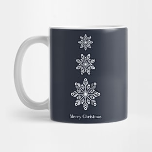 3 Snow Flakes on dark background Mug